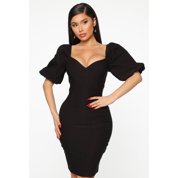 Puff Sleeve Midi Dress - Picture 2 of 3